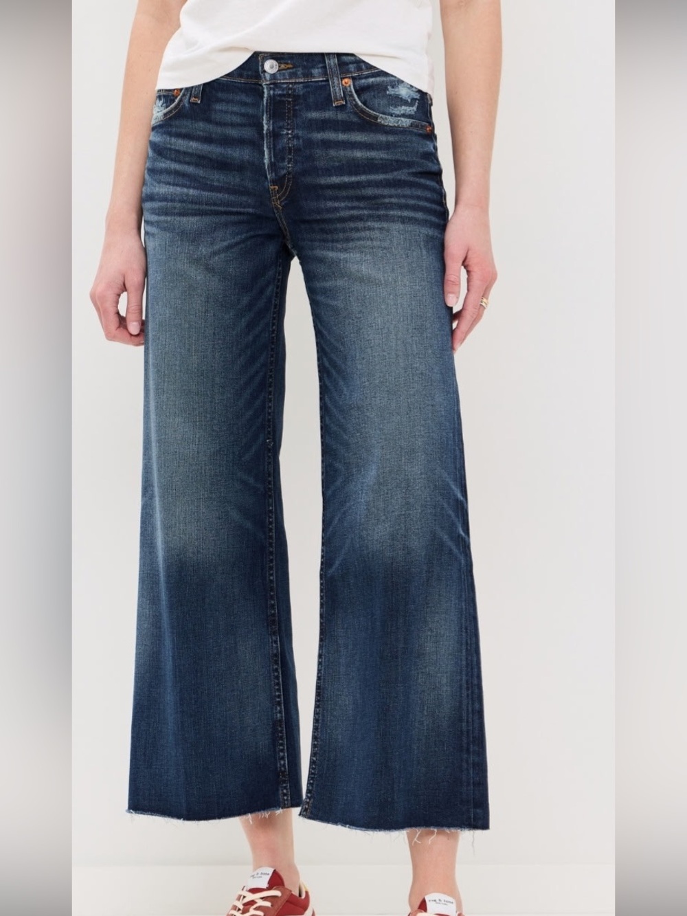 Re/Done Indigo Wide-Leg mid - rise Cropped Jeans